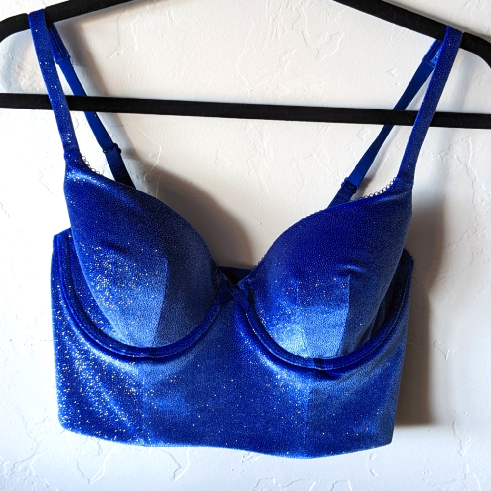 Victoria's Secret Glitter Velour - Blue - 34D